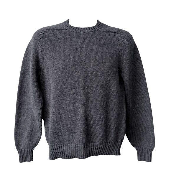 Vintage Lands End Mens Small Drifter Sweater Cotton Pullover 90s Charcoal Gray - Picture 2 of 14